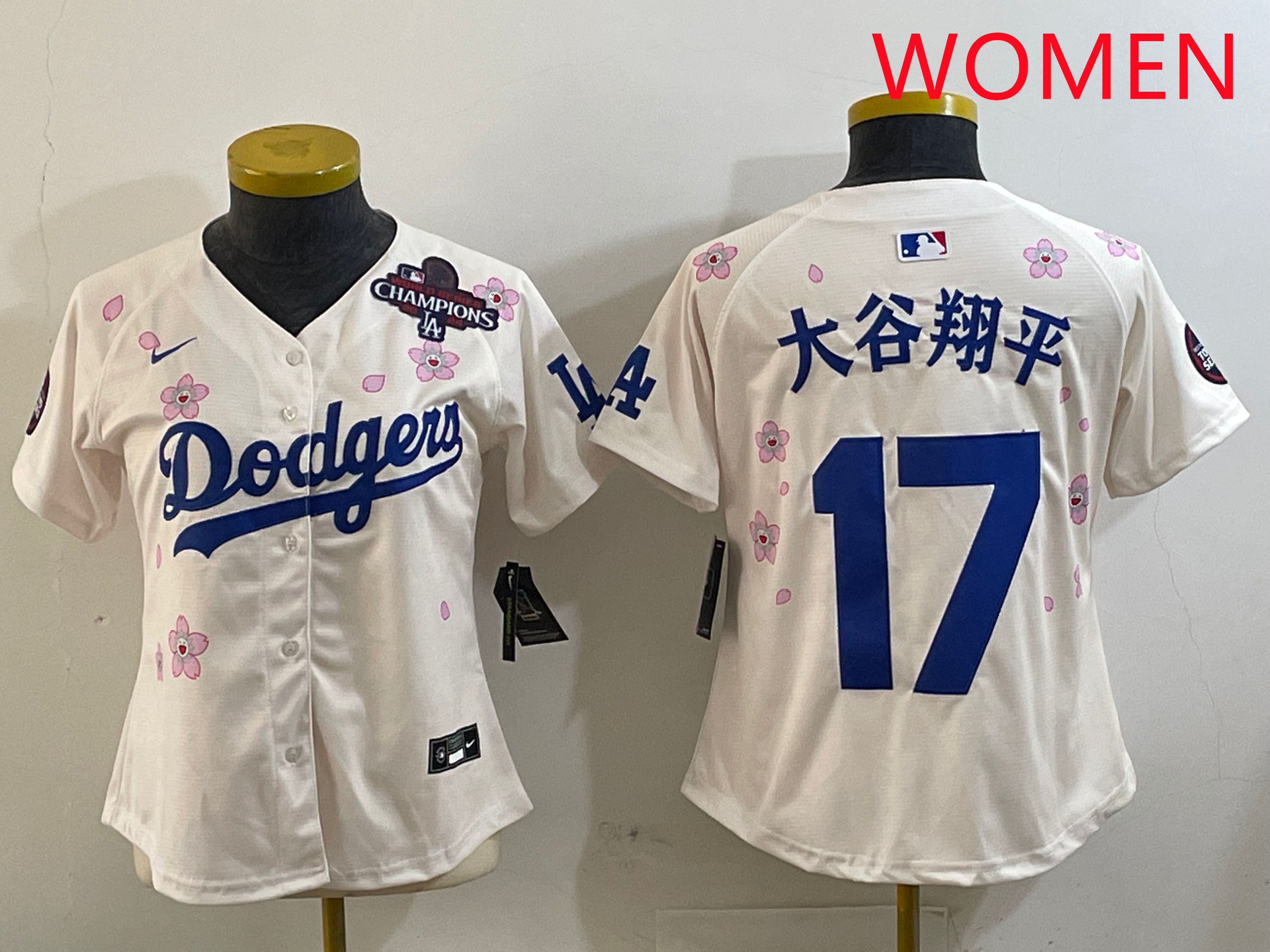 Women Los Angeles Dodgers #17 Ohtani Cream Sakura Edition 2025 Nike MLB Jersey style 16->women mlb jersey->Women Jersey